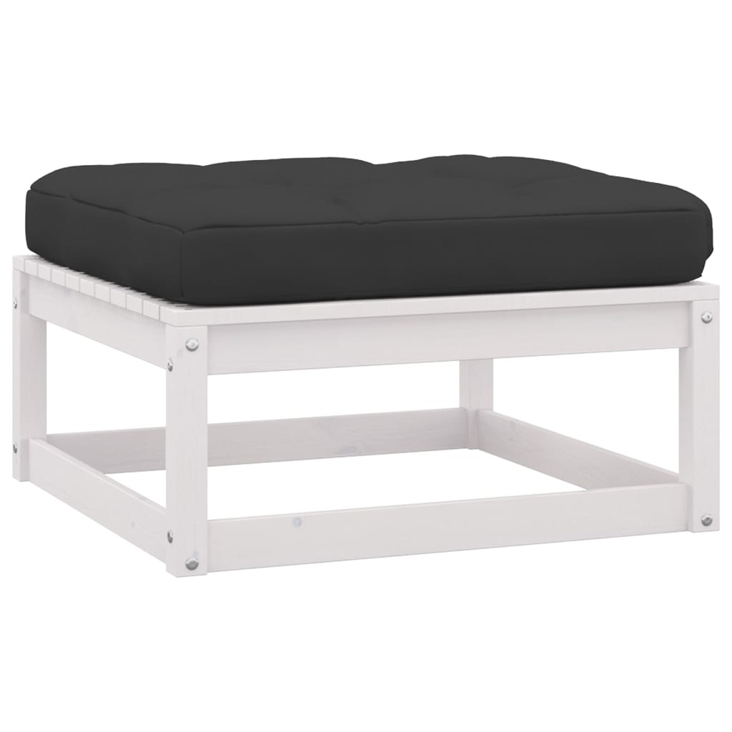 11-tlg. Garten-Lounge-Set mit Kissen Weiss Kiefer Massivholz